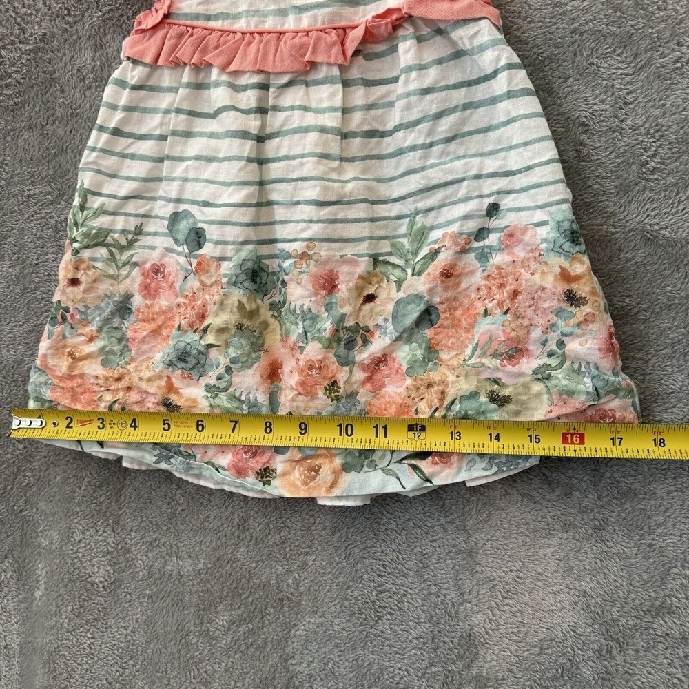 Baby Girl Dress 24M Sleeveless White Green Floral Striped Lined 24-Month - Picture 5 of 9